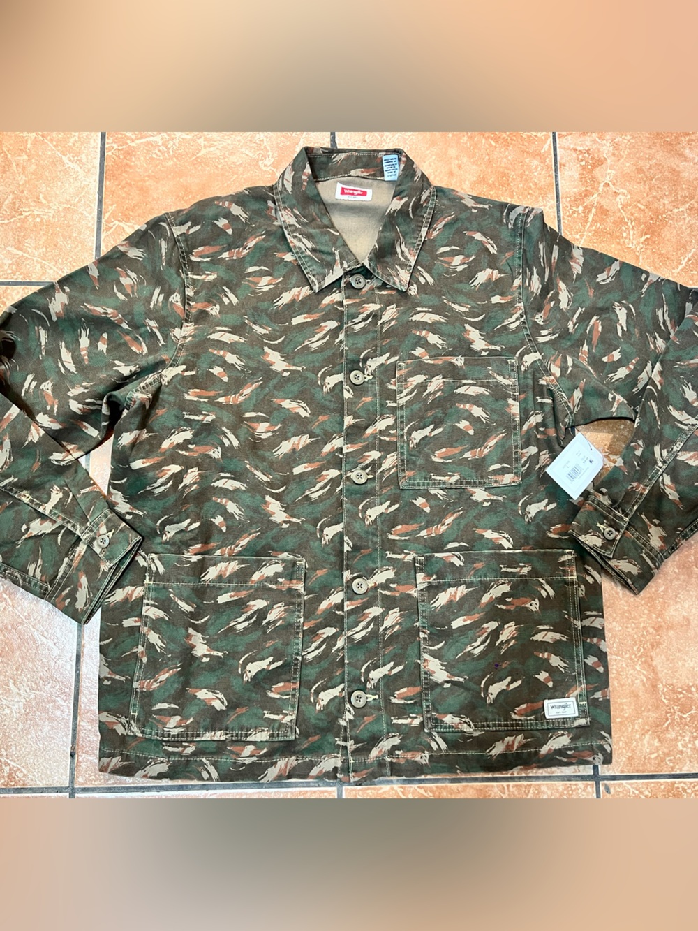 NEW Wrangler Mens Large Western Hunting Camouflage Thick Cotton Button-Up Shirt
